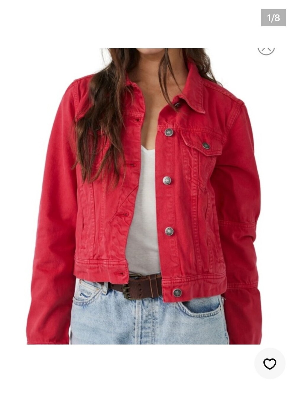 We The Free Rumors Red Denim Jacket NWOT Size Large